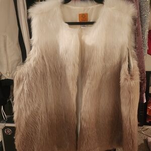Ruby Rd. Cream Faux Fur Vest